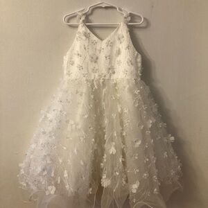 Elegant White Floral Kids Dress